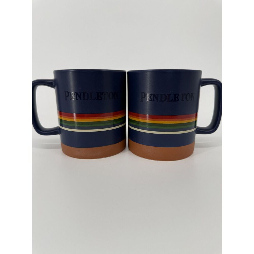 Pendleton Navy Stoneware 18 OZ. Coffee Mugs (Pair)